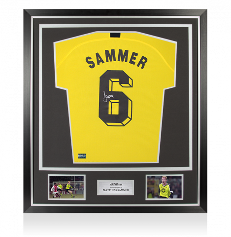 Matthias Sammer Back Signed Borussia Dortmund 2019-20 Home Shirt with Fan Style Number In Classic Frame