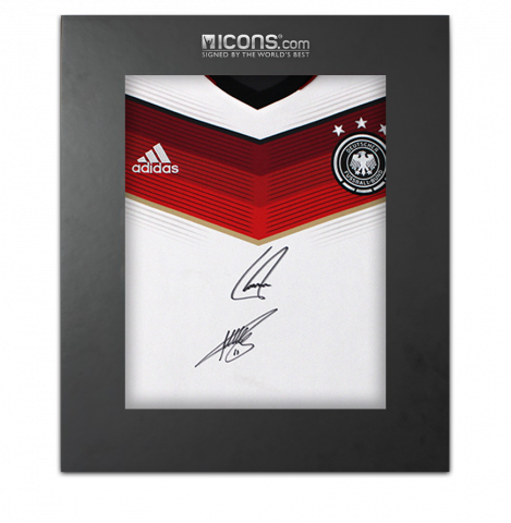 Miroslav Klose & Philipp Lahm Front Signed Germany 2014 Home Shirt In Deluxe Packaging