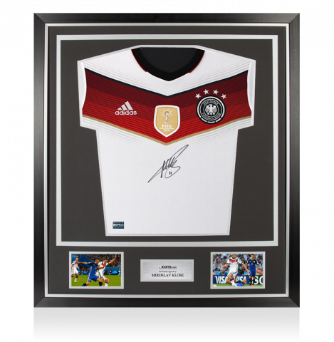 Miroslav Klose Front Signed Germany 2014 Home Shirt with FIFA World Cup Winners Badge In Classic Frame