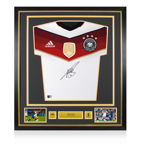 Miroslav Klose Official 2014 FIFA World Cup™ Front Signed and Framed Germany 2014 Home Shirt with FIFA World Cup Winners Badge