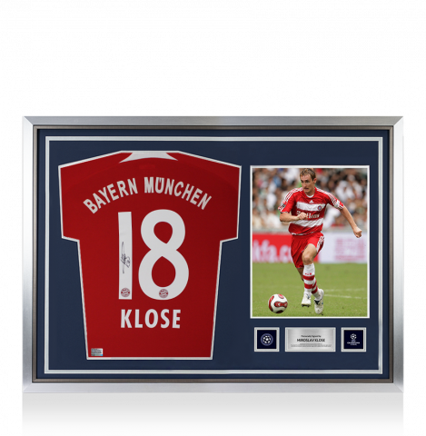 Miroslav Klose Official UEFA Champions League Back Signed and Hero Framed FC Bayern Munich 2007-08 Home Shirt