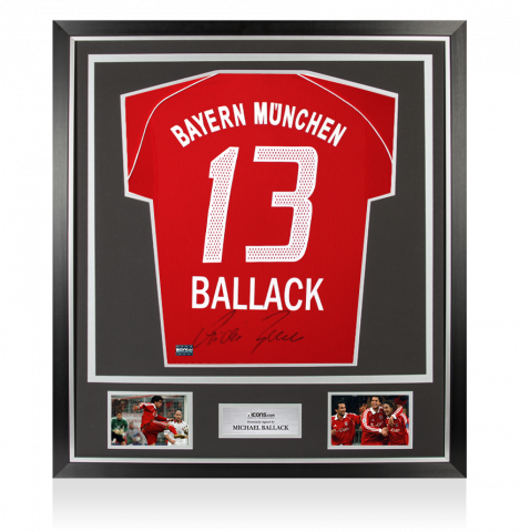 Michael Ballack Back Signed FC Bayern Munich 2005-06 Home Shirt In Classic Frame