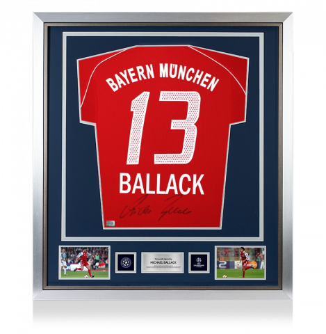 Michael Ballack Official UEFA Champions League Back Signed and Framed FC Bayern Munich 2005-06 Home Shirt
