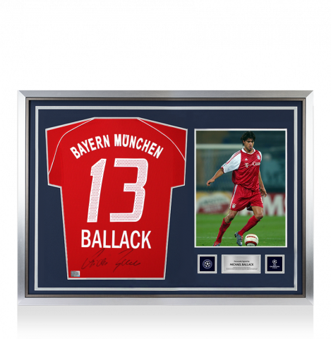 Michael Ballack Official UEFA Champions League Back Signed and Hero Framed FC Bayern Munich 2005-06 Home Shirt
