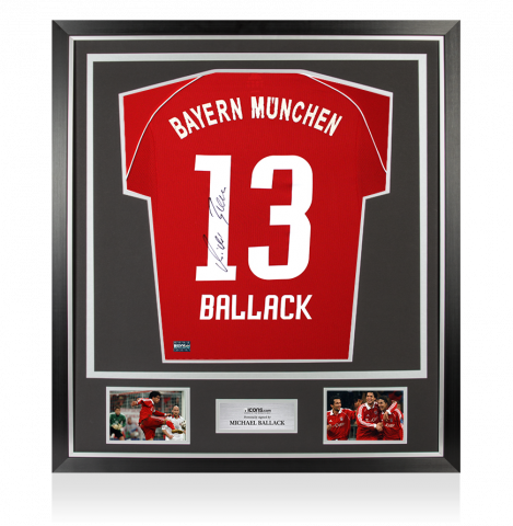 Michael Ballack Back Signed FC Bayern Munich 2006-07 Home Shirt In Classic Frame
