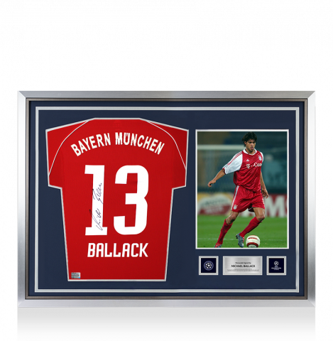 Michael Ballack Official UEFA Champions League Back Signed and Hero Framed FC Bayern Munich 2006-07 Home Shirt