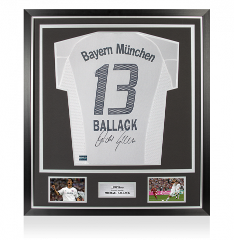 Michael Ballack Back Signed FC Bayern Munich 2002-03 Away Shirt In Classic Frame