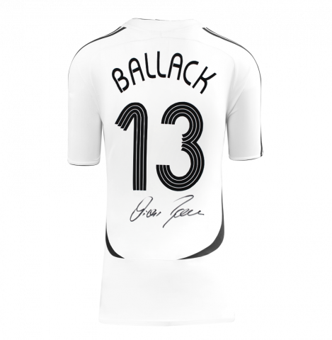 Michael Ballack Back Signed Germany 2005-07 Home Shirt In Deluxe Packaging