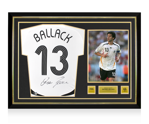 Michael Ballack Official 2006 FIFA World Cup™ Back Signed and Hero Framed Germany 2005-07 Home Shirt
