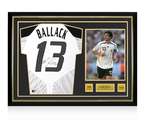 Michael Ballack Official FIFA World Cup™ Back Signed and Hero Framed Germany 2004-05 Home Shirt