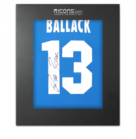 Michael Ballack Back Signed Bayer 04 Leverkusen 2001-03 Away Shirt In Deluxe Packaging