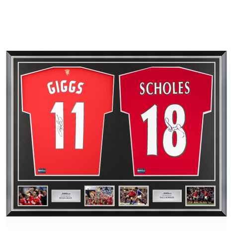 Ryan Giggs & Paul Scholes Signed Manchester United Shirts In Classic Dual Frame Ryan Giggs & Paul Scholes Signed Manchester United Shirts In Classic Dual Frame