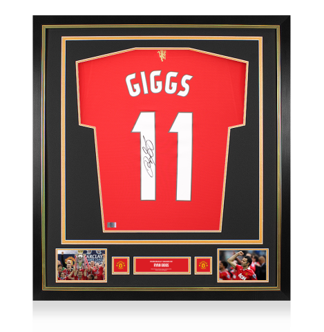Ryan Giggs Official Manchester United Back Signed and Framed 2021-22 Home Shirt - UEFA Champions League