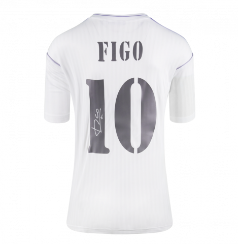 Luis Figo Back Signed Real Madrid Terrace Shirt In Deluxe Packaging