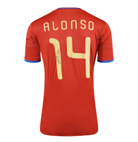 Xabi Alonso Back Signed Spain 2010 Home Shirt In Deluxe Packaging