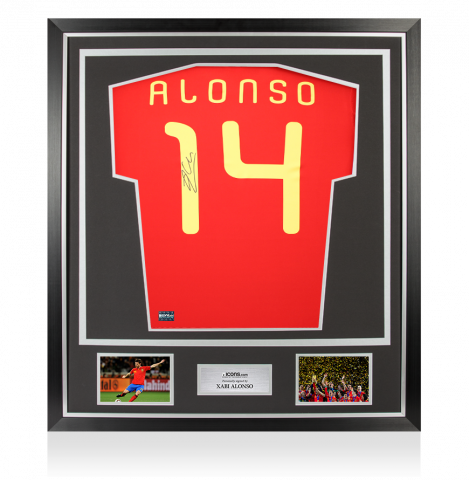 Xabi Alonso Back Signed Spain 2010 Home Shirt In Classic Frame