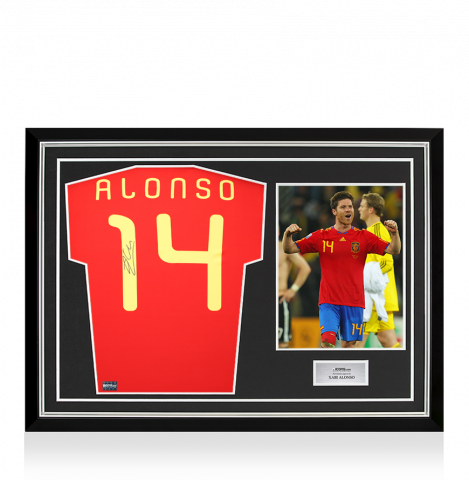 Xabi Alonso Back Signed Spain 2010 Home Shirt In Hero Frame: Option 1