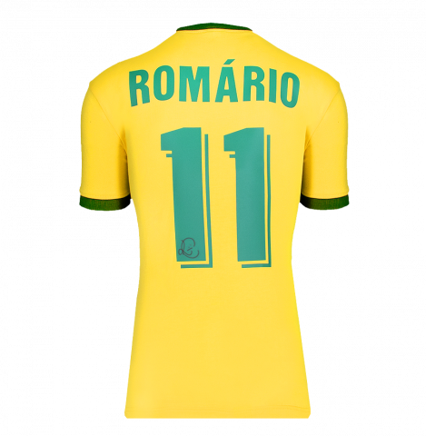 Romario Back Signed Brazil 1970 Retro T-Shirt In Deluxe Packaging