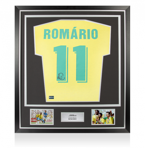 Romario Back Signed Brazil 1970 Retro T-Shirt In Classic Frame