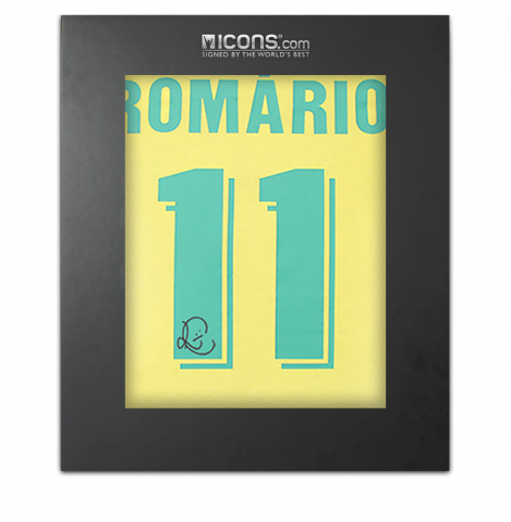 Romario Back Signed Brazil 1970 Retro T-Shirt In Deluxe Packaging