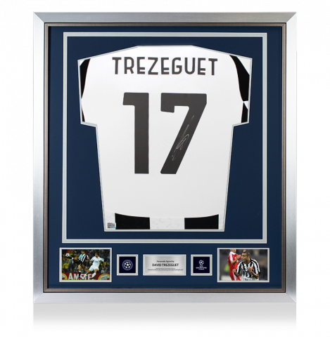David Trezeguet Official UEFA Champions League Back Signed and Framed Juventus 2024-25 Home Shirt with Fan Style Numbers