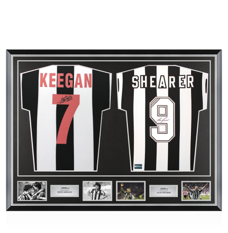 Kevin Keegan & Alan Shearer Signed Newcastle United Shirts In Classic Dual Frame Kevin Keegan & Alan Shearer Signed Newcastle United Shirts In Classic Dual Frame