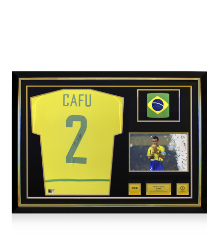 Cafu Official 2002 FIFA World Cup™ Back Signed and Hero Framed Brazil 2002-04 Home Shirt: 2002 FIFA World Cup Winning Captain Edition