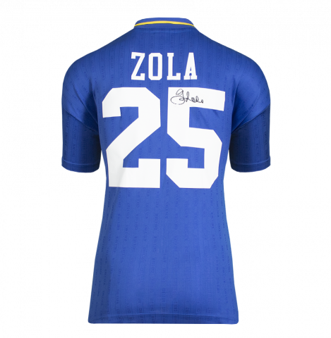 Gianfranco Zola Back Signed Chelsea 1997 FA Cup Shirt In Deluxe Packaging