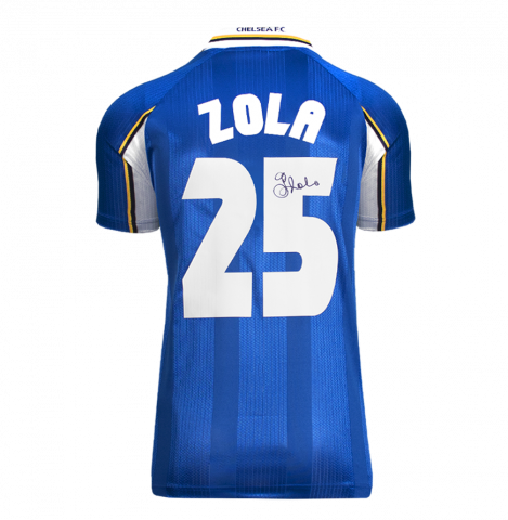 Gianfranco Zola Back Signed Chelsea 1998 European Cup Winners Cup Shirt In Deluxe Packaging
