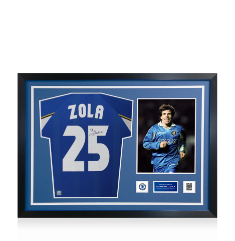 Gianfranco Zola Official Chelsea FC Signed and Framed 1998 European Cup Winners Cup Shirt 