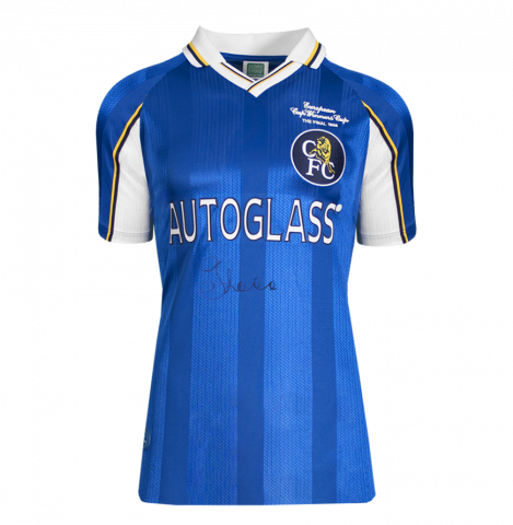 Gianfranco Zola Front Signed Chelsea 1998 European Cup Winners Cup Shirt In Deluxe Packaging