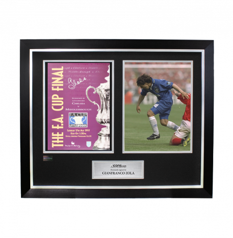 Gianfranco Zola Signed and Framed Programme: 1997 FA Cup Final 