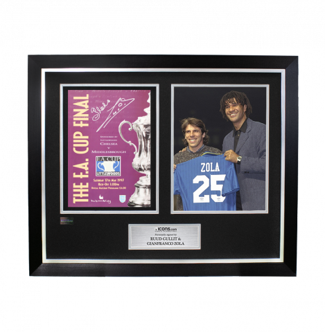 Gianfranco Zola & Ruud Gullit Dual Signed and Framed Programme: 1997 FA Cup Final 