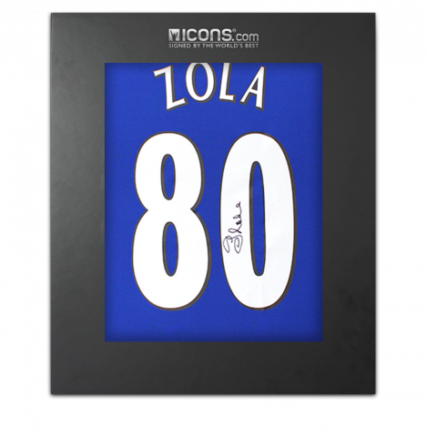 Gianfranco Zola Back Signed Chelsea 2000 Home Shirt: 80 Goals Edition In Deluxe Packaging