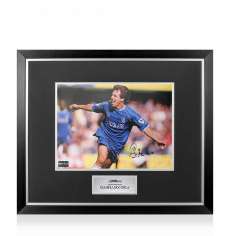 Gianfranco Zola Signed Chelsea Photo In Premium Photo Frame: Premier League Celebration