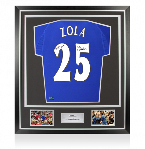 Gianfranco Zola Back Signed Chelsea 2000 Home Shirt - Magic Box Inscription In Classic Frame
