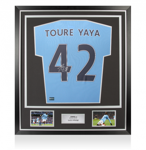Yaya Toure Back Signed Manchester City 2021-22 Home Shirt In Classic Frame
