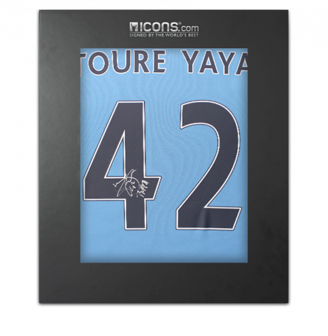 Yaya Toure Back Signed Manchester City 2021-22 Home Shirt In Deluxe Packaging