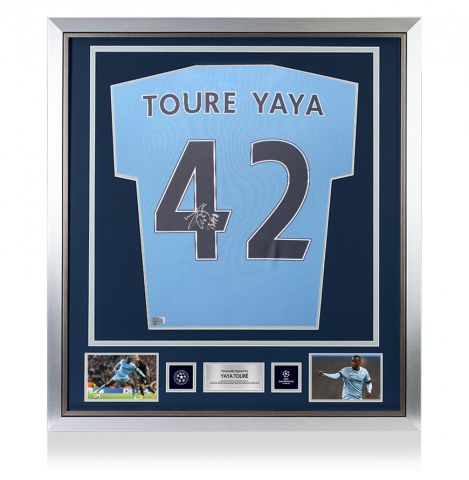 Yaya Toure Official UEFA Champions League Back Signed and Framed Manchester City 2021-22 Home Shirt