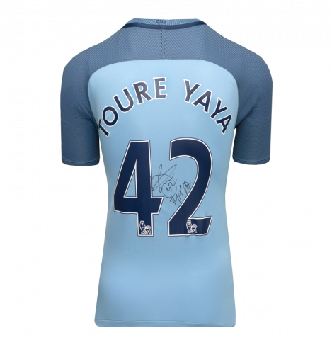 Yaya Toure Back Signed Manchester City 2016-17 Home Shirt In Deluxe Packaging