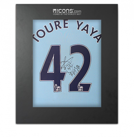 Yaya Toure Back Signed Manchester City 2016-17 Home Shirt In Deluxe Packaging