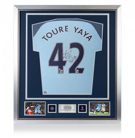 Yaya Toure Official UEFA Champions League Back Signed and Framed Manchester City 2016-17 Home Shirt