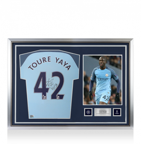 Yaya Toure Official UEFA Champions League Back Signed and Hero Framed Manchester City 2016-17 Home Shirt