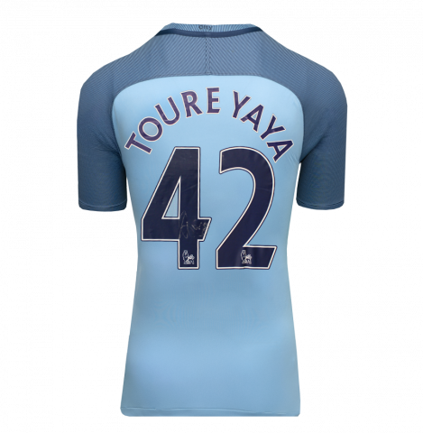 Yaya Toure Back Signed Manchester City 2016-17 Home Shirt  In Deluxe Packaging