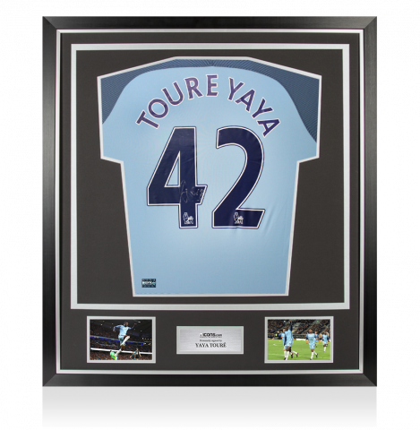 Yaya Toure Back Signed Manchester City 2016-17 Home Shirt  In Classic Frame