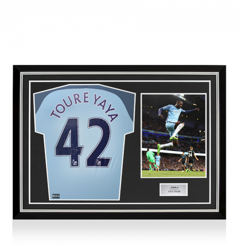 Yaya Toure Back Signed Manchester City 2016-17 Home Shirt  In Hero Frame: Option 1