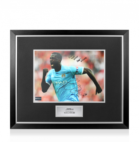 Yaya Toure Signed Manchester City Photo In Premium Photo Frame: FA Cup Semi-Final Goal - From Yaya Toure Best Wishes)