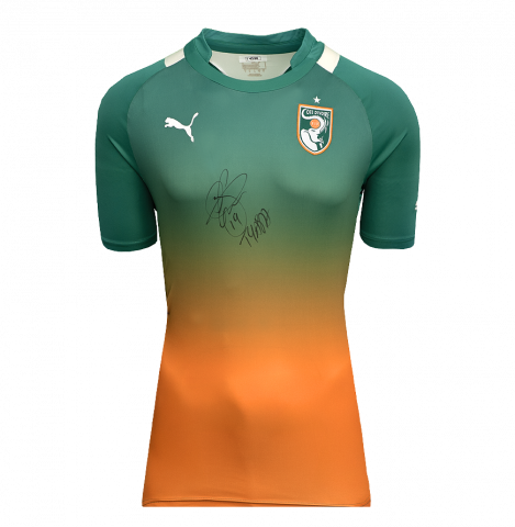 Yaya Toure Front Signed Ivory Coast 2012 Away Shirt In Deluxe Packaging