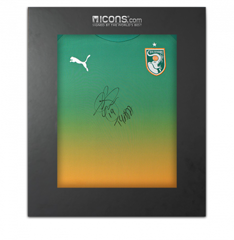 Yaya Toure Front Signed Ivory Coast 2012 Away Shirt In Deluxe Packaging