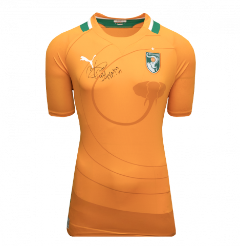 Yaya Toure Front Signed Ivory Coast 2011-12 Home Shirt In Deluxe Packaging